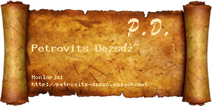 Petrovits Dezső névjegykártya